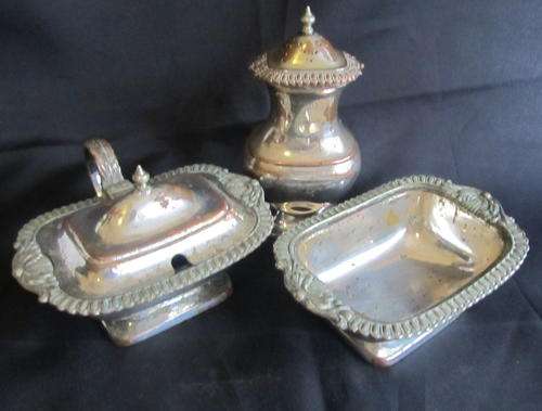ANTIQUE SILVER PLATED CRUET SET