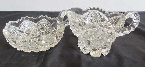VICTORIAN CRYSTAL MILK AND SUGAR BOWL
