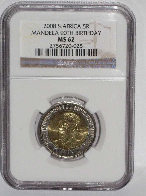 #### MS62 YES MS62 #### MANDELA 90th BIRTHDAY R5 NGC GRADED MS62
