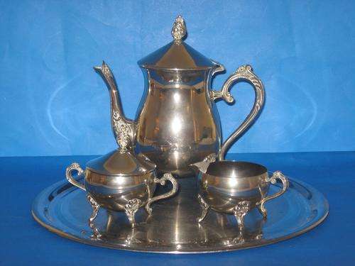 SILVER PLATED TEA SET and TRAY