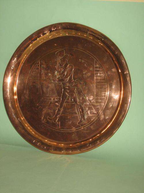 OLD JOHNNY WALKER COPPER TRAY - LARGE AND HEAVY