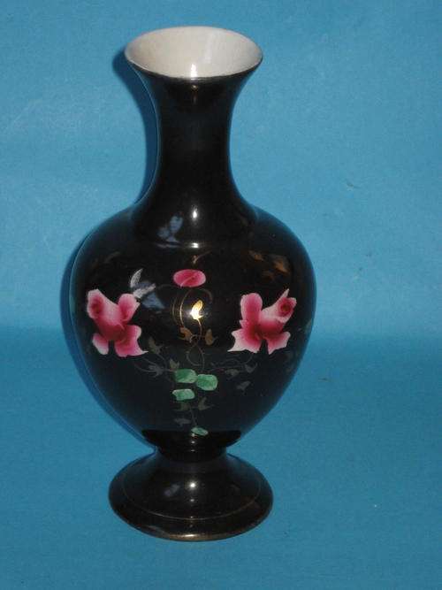 HAND PAINTED BULBOUS METAL VASE