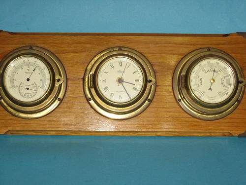 FRENCH BAROMETER in OAK AND BRASS