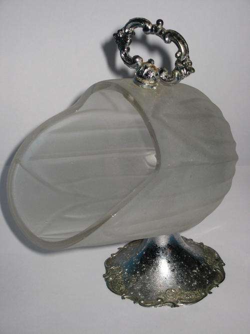 GLASS and SILVER PLATE SUGAR SCUTTLE