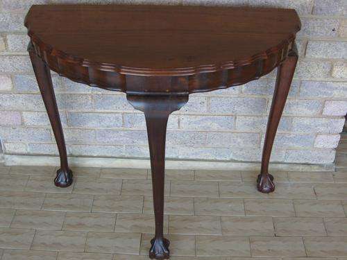 IMBUIA BALL & CLAW HALF-MOON TABLE