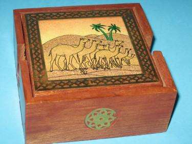 STUNNING Middle-East WOOD & BRASS COASTERS