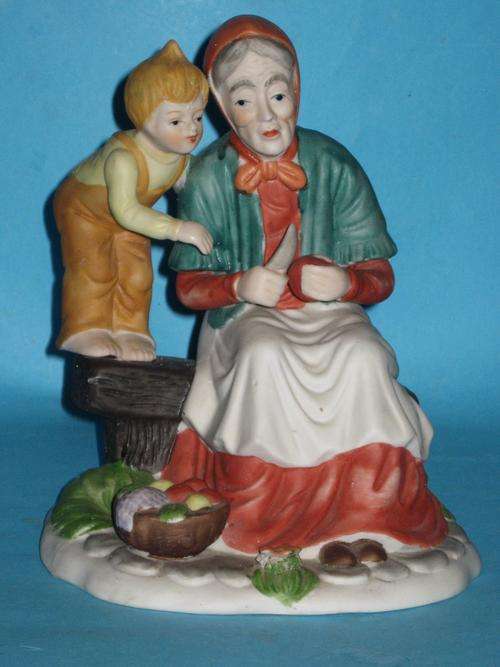 OLD LADY and CHILD FIGURINE