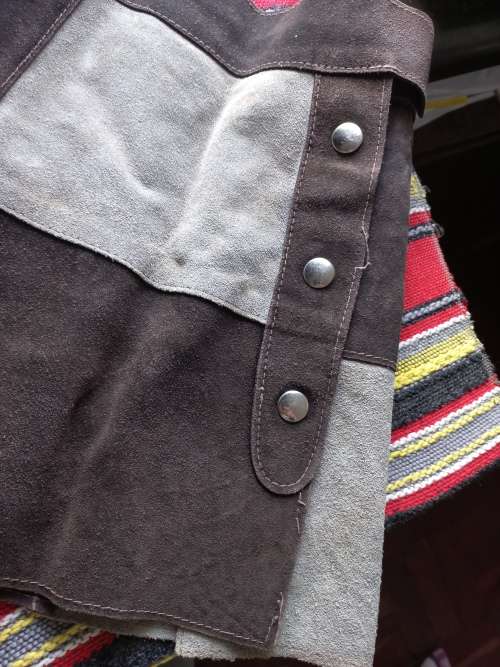 Genuine leather mini skirt