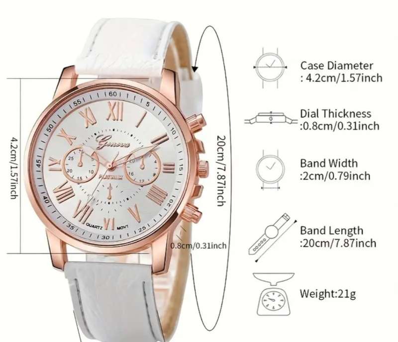 Women`s Casual Fashion Quartz Watch Analog PU Leather Wrist Watch & Rhinestone set