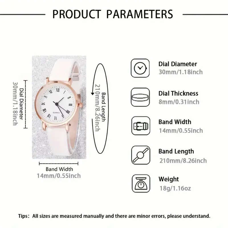 6pcs Simple Quartz Watch For Women White Pu Leather Wrist Watch With Butterfly Jewelry Set
