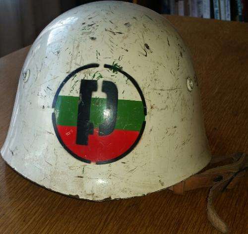 HUNGARIAN STEEL POLICE HELMET WITH LEATHER STRAPS