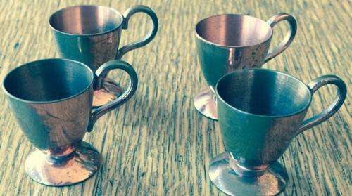 4 MINATURE COPPER EGG CUPS