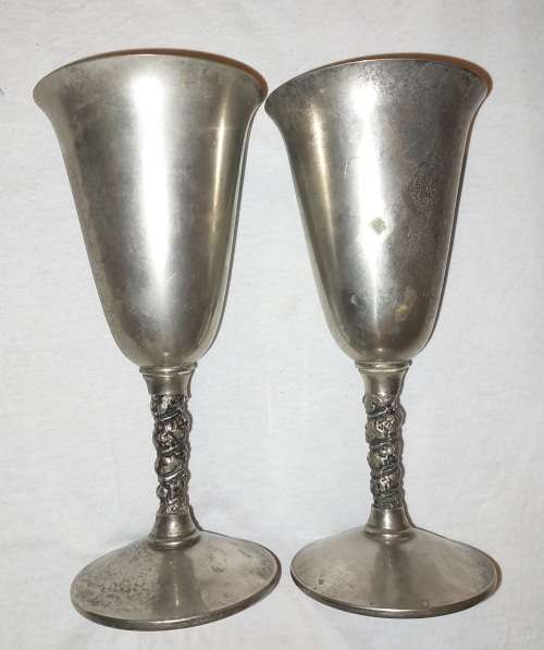 Antique Valero Made In Spain Silver Plated Wine Goblets ** X2 for Sale on R1 Auction**