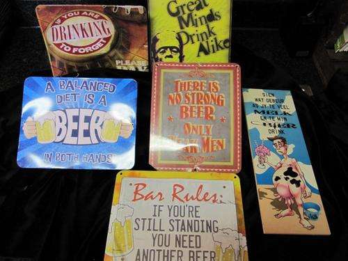 Lot of Tin Signs Bar Memorabilia - Crazy Wednesday