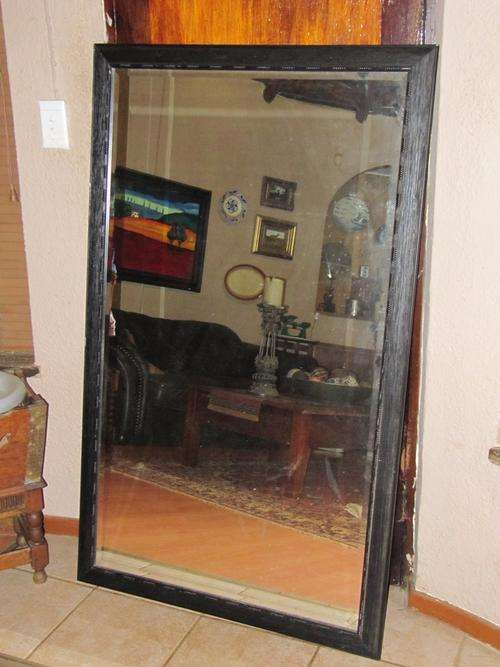 LARGE Bevelled Mirror with Wooden Frame  - Crazy Wednesday!