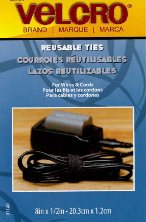 Velcro Reusable Self-Gripping Cable Ties, 20.3 cm x 1.2 cm Long, Black, 25 Ties