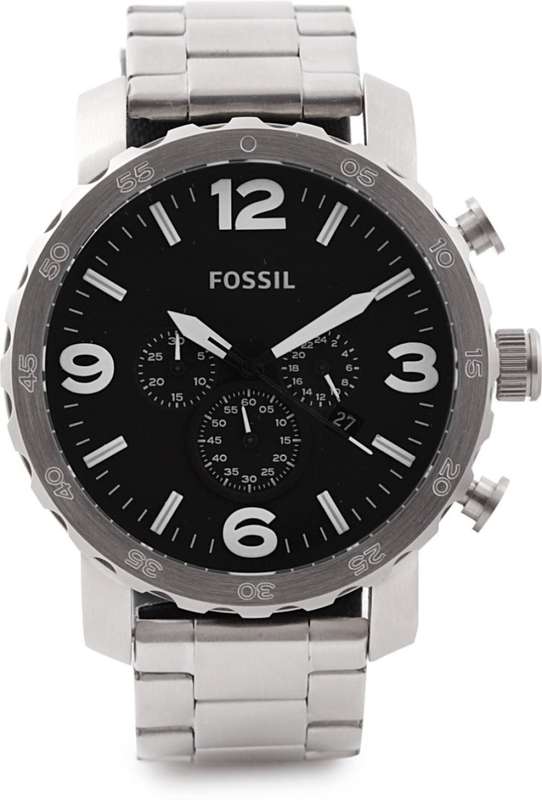 AUTHENTIC FOSSIL NATE STAINLESS STEEL MENS WATCH IN BOX EXCELLENT CONDITION!!!