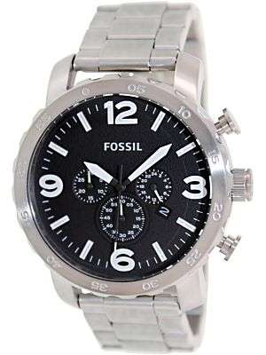 AUTHENTIC FOSSIL NATE STAINLESS STEEL MENS WATCH IN BOX EXCELLENT CONDITION!!!
