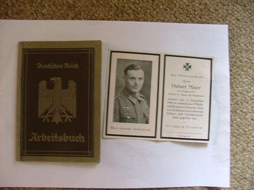 ORIGINALL DEUTSCHES REICH ARBEITSBUCH and DEATH CARD (not the same person)