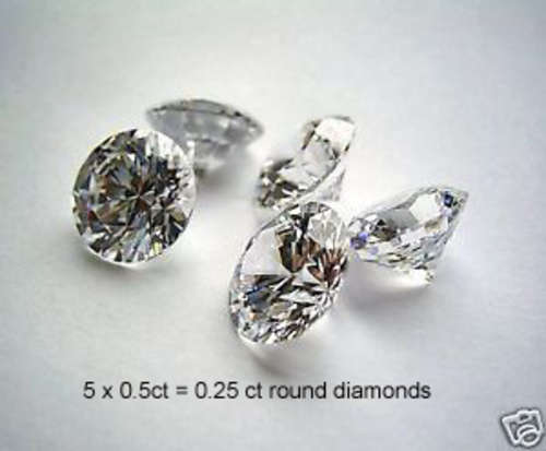 5 pcs. x 0.5ct = 0.25ct ROUND DIAMONDS