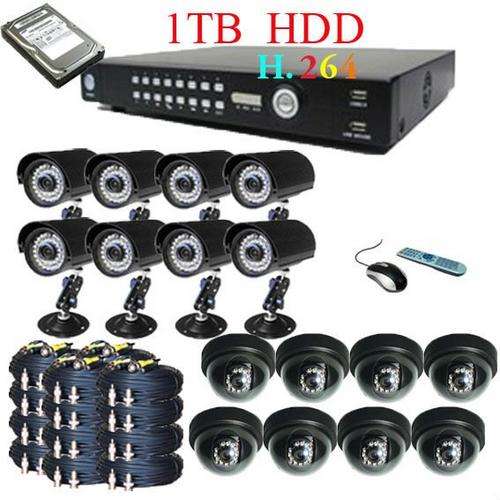 16 Camera CCTV Kit with 16ch Network DVR and 1 Tb Hdd