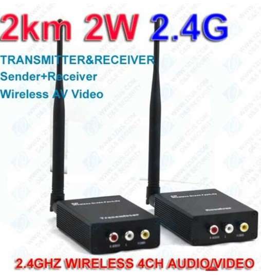 2Km 2W 2.4G Wireless AV Video transceiver Sender + Receiver