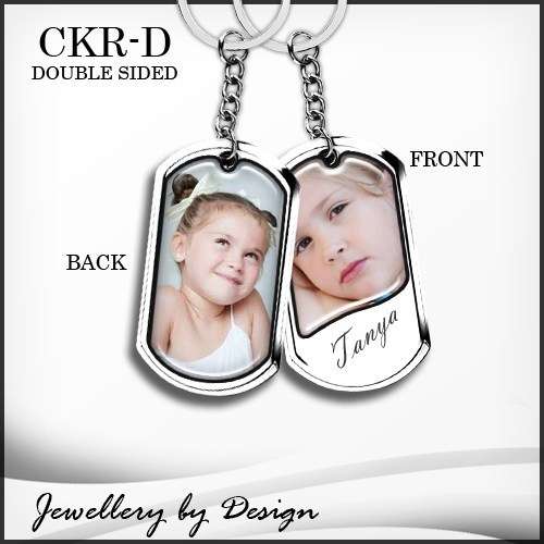 Double Sided Classic shaped key ring personalized with your photo on the front and back