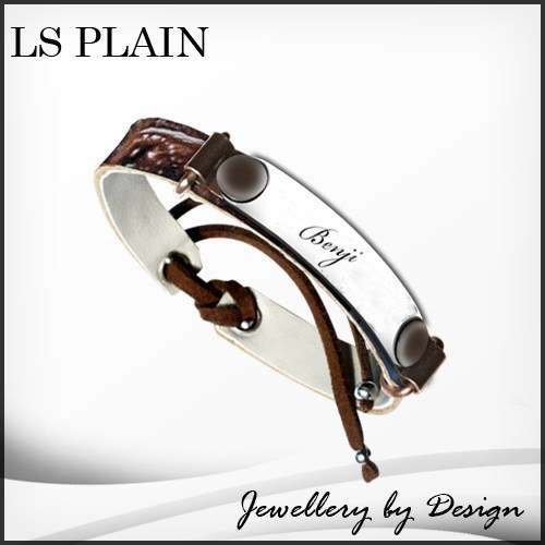 Thin Leather Strap with a rivoted Classic stainless steel plate