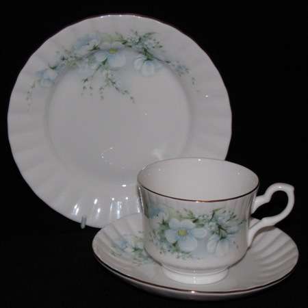 Royal Stafford Bone China Trio - Blossom Time Pattern - Lemon Tea Bag