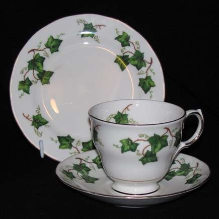 Colclough Ivy Leaf Tea Trio - Pattern Number 8143 + Lemon Tea Bag