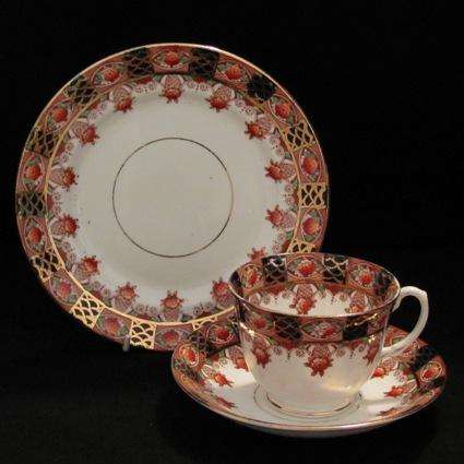 Stanley China Imari Style Tea Trio in Patt No. 4197 Dating 1930 - 1942 + Rooibos & Honey Tea Bag