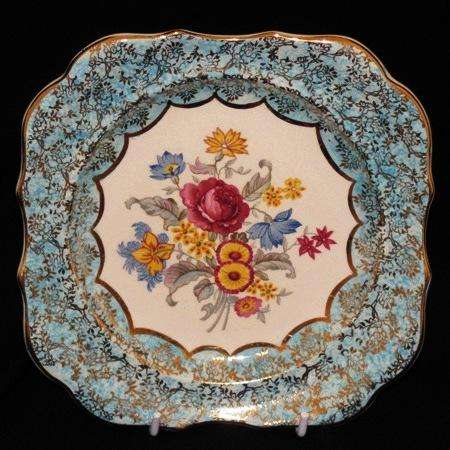 Vintage Alice Blue Sandland Ware Lancaster & Sandland Ltd. Hanley Staffordshire England Cake Plate