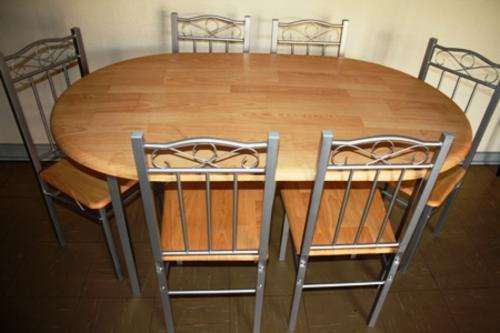 KITCHEN DINETTE SET - CHARM OVAL WOODEN (1+6)