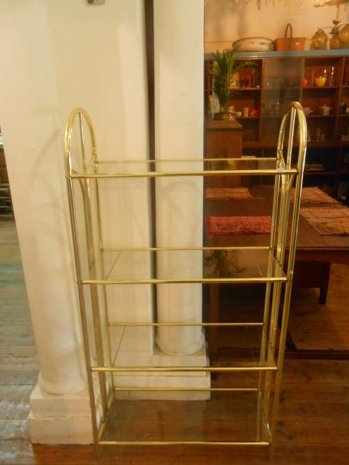 Vintage / Retro / Midcentury / Contemporary Brass and Glass Stand / Shelves