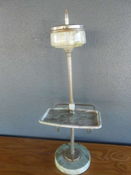 Vintage Metal Marble Look Standing Ashtray