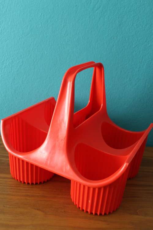Vintage Retro Red Plastic Bottle Holder