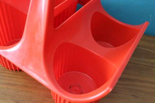 Vintage Retro Red Plastic Bottle Holder