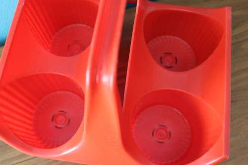 Vintage Retro Red Plastic Bottle Holder