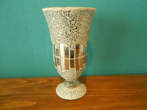 Silver/ Mirror Mozaic Vase (Stands 26cm tall)