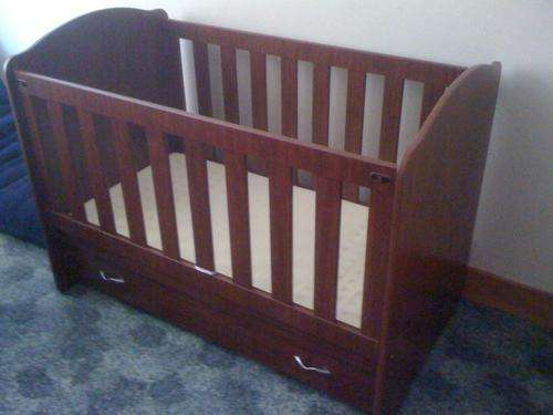 Dark Wood Cot with Drawer and mattress