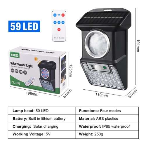 Solar Sensor 59 Led Light with remote control
