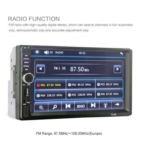 7.0 inch HD Touch Screen Dual DIN Car Radio Bluetooth Stereo/MP5 Player with Remote Control