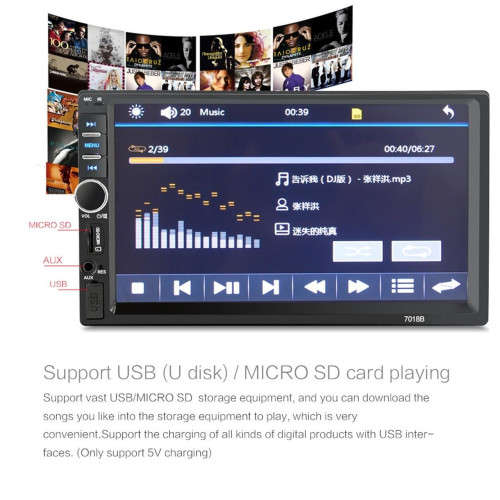 7.0 inch HD Touch Screen Dual DIN Car Radio Bluetooth Stereo/MP5 Player with Remote Control