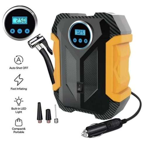 Portable Heavy Duty Air Compressor - Digital Tire Inflator - 12V DC with Emergency LED Flashlight