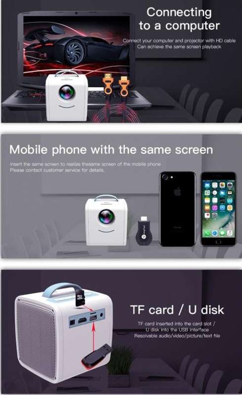 Q2 Portable Projector - HDMI - USB -  AV Port - LED - HD 1080P