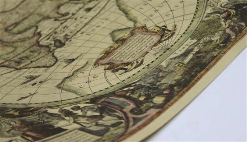 Vintage Globe Old World Map Matte  Paper Poster Home Wall Decor