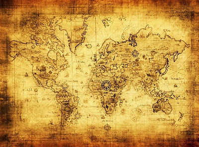 Vintage Style Retro Rustic Poster Globe Old World Nautical Map 71X40CM