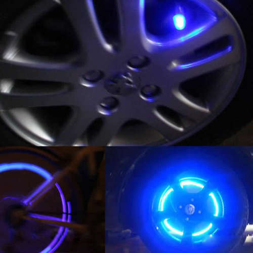 4pc Neon LED Wheel Spoke Valve Cap Wheel Lights