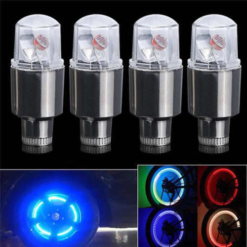 4pc Neon LED Wheel Spoke Valve Cap Wheel Lights