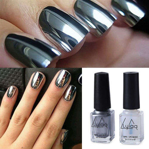 Mirror Effect Nail Polish Varnish & Base Coat 2PC